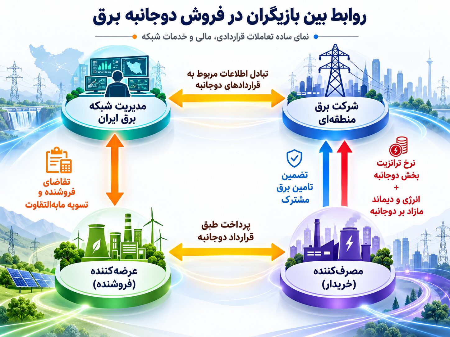 روابط بین بازیگران در فروش دوجانبه برق
